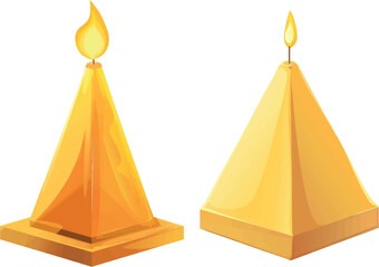 Pyramid yellow candle. Sumbol religion church, style vector