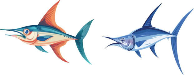 Swordfish underswater animal cartoon icon