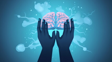 hands holding brain