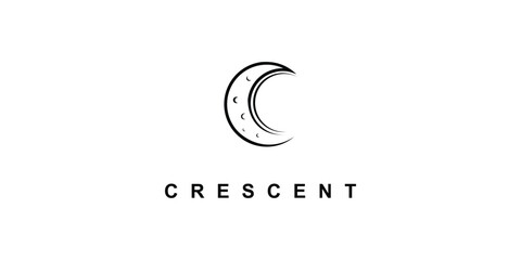 Creative crescent night logo design with unique concept| premium vector