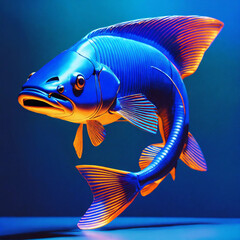 Neon Glows  ZBrush Rendition of a Kinetic Blue Catfish in Luminescent Majesty