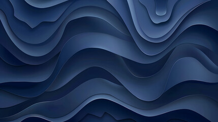 Dark blue paper waves abstract banner design. Elegant wavy vector background. Generative AI.