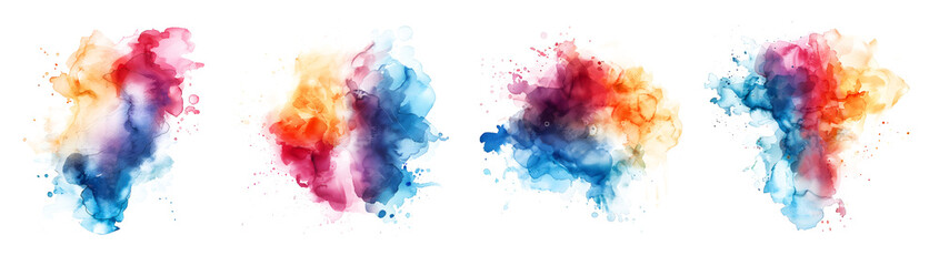 set of colorful watercolor stain isolated on white and transparent background © Take ME