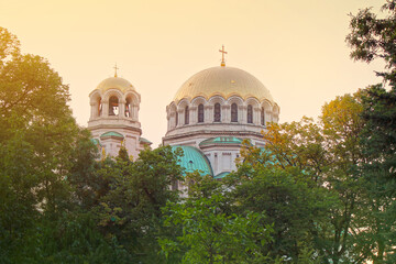 Popular touristic destination - Alexander Nevsky Cathedral in Sofia, Bulgaria.