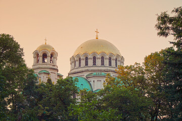 Fototapeta na wymiar Popular touristic destination - Alexander Nevsky Cathedral in Sofia, Bulgaria.