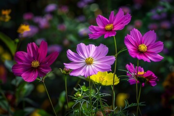 Obraz premium colourful cosmos flowers in the garden, mothers day, easter, spring, summer