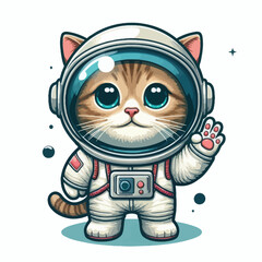 Astronaut cat vector in white background 