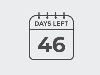 46 days to go countdown template. 46 day Countdown left days banner design. 46  Days left countdown timer
