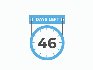 46 days to go countdown template. 46 day Countdown left days banner design. 46  Days left countdown timer
