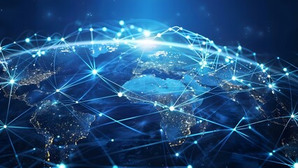 Global Ecommerce Network: Facilitating International Corporations for Global Communication and Data Exchange. Concept Ecommerce Solutions, Global Communication, Data Exchange