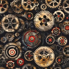 Steampunk Machinery seamless pattern background