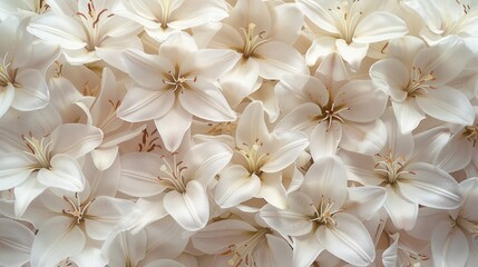 Springtime Blooms: Snow White Lilies as Easter Floral Design with Copy Space on Background