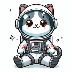 Astronaut cat vector in white background  © mr.harrisson 