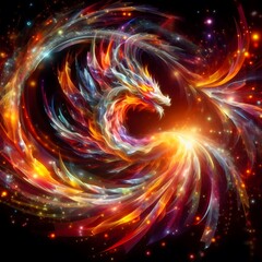 Obraz premium Fusion flare dragon Abstract Colorful Shape of vibrant hues and dynamic Background