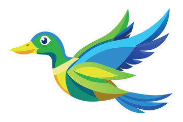 A colorful bird with a yellow beak and green and blue wings