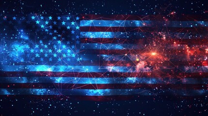 Thin Blue Line American Flag Created with AI Technology - obrazy, fototapety, plakaty