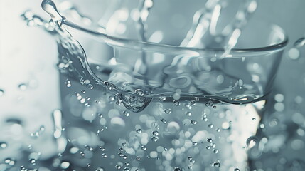 Water splash in glass : Close up. AI Generative.