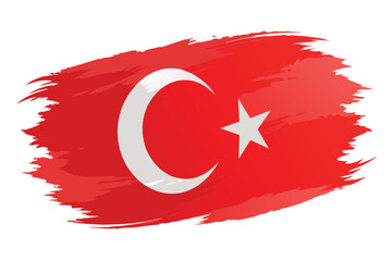 Obraz premium A red and white flag with a star and a crescent moon