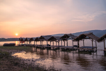 Beautiful  View at sunset. Tha Krabak reservoir Sa Kaeo Province, Thailand.