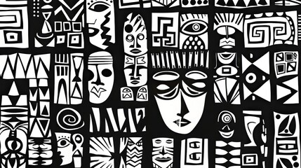 Afro Beats Tribal pattern in Black And White