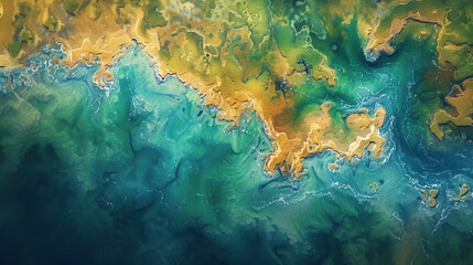 aerial view of a river delta