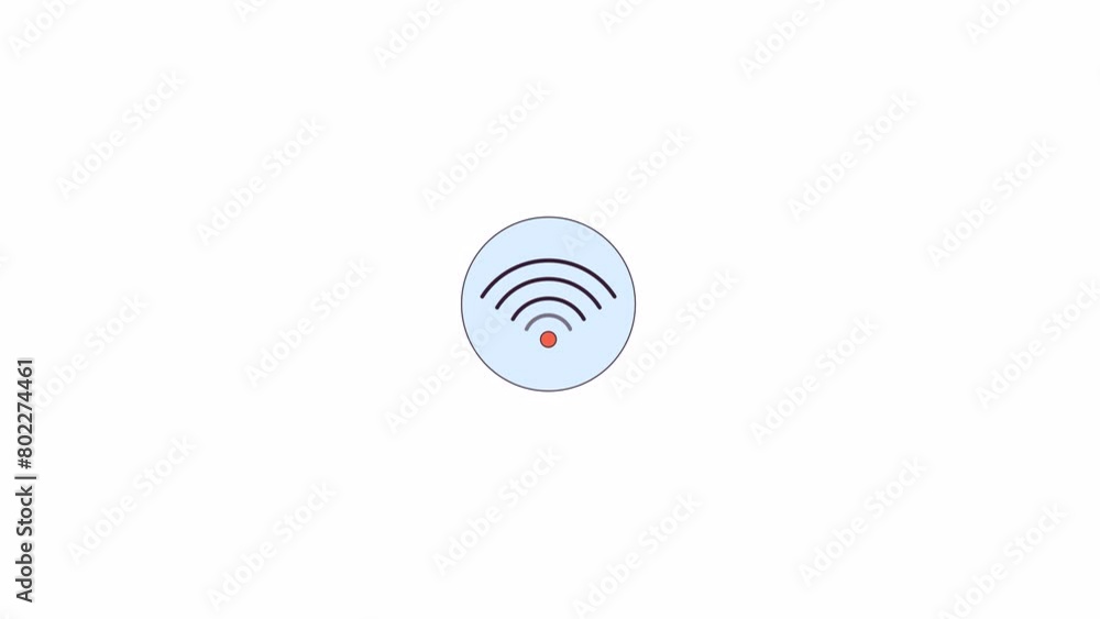 Aufkleber wifi symbol in circle line 2d icon animation. connection internet. hotspot data transmission online 