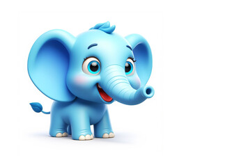 Fototapeta premium 3D funny elephant cartoon on white background