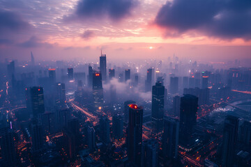 Fototapeta premium Futuristic skyline featuring modern skyscrapers