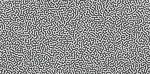 Abstract Turing organic wallpaper with background. Turing reaction diffusion monochrome seamless pattern with chaotic motion. Natural seamless line pattern.	