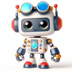 3D funny robot cartoon on white background