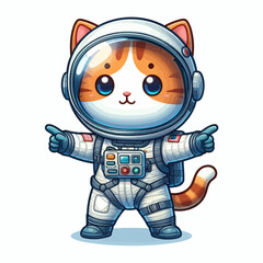 Astronaut cat vector in white background 