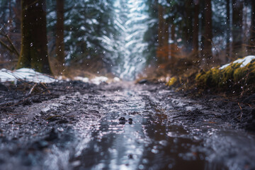Fototapeta premium dirty winter road
