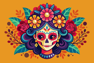 Fototapeta premium Calavera del Día de Muertos con un toque del Cinco de Mayo