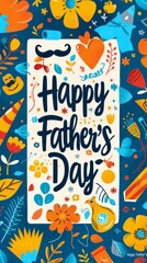 Father's day card. Colorful tie poster. Generative AI