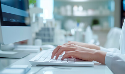 Professional Working at a Modern Computer Desk