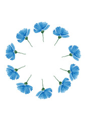 Modern invitation for print design. Frame of cornflowers for your design. Floral decor. Modern simple watercolor illustration. Floral element