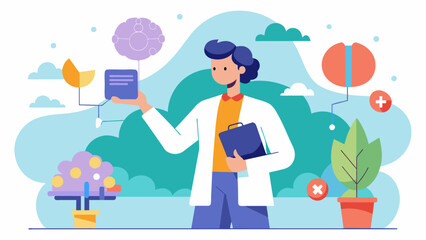 A neurodivergent psychologist conducting groundbreaking studies on the intersection of cognitive behavior and neurodiversity challenging longheld. Vector illustration