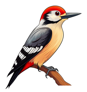 recommend clip art: Cartoon woodpecker, transparent background