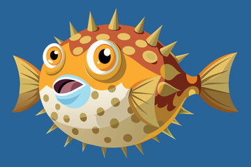 A cartoon fish with a big mouth and lots of spikes on its head