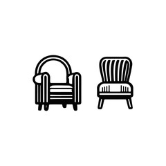 Fototapeta premium Modern and Vintage Armchair Icon Set – Stylish Furniture Illustrations for Interior Design