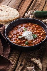 Chana Masala - Spicy chickpea curry served with chapatis.