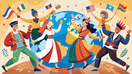 Global Cultural Diversity Celebration with Traditional Costumes