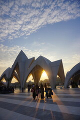 Al-Jabbar mosque with modern architecture. Floating mosque of bandung west java Indonesia. 
