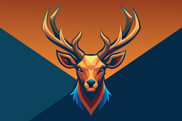 A deer head with a blue background