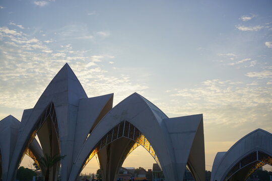 Al-Jabbar mosque with modern architecture. Floating mosque of bandung west java Indonesia. 