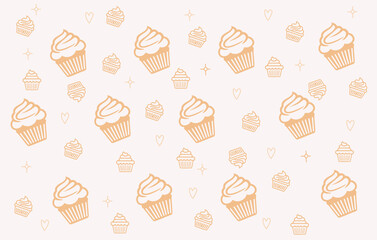 bakery cake yellow hand drawn doodle seamless pattern 003.eps