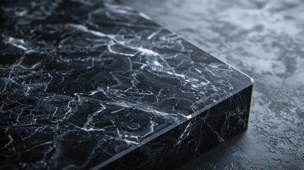 Elegant Black Marble Countertop with Luxurious Veins Texture