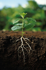 plant growing, a view of the root system