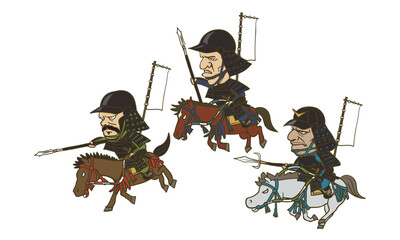 イラスト：日本の戦国時代の騎馬隊