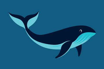 A cartoon whale is swimming in the ocean